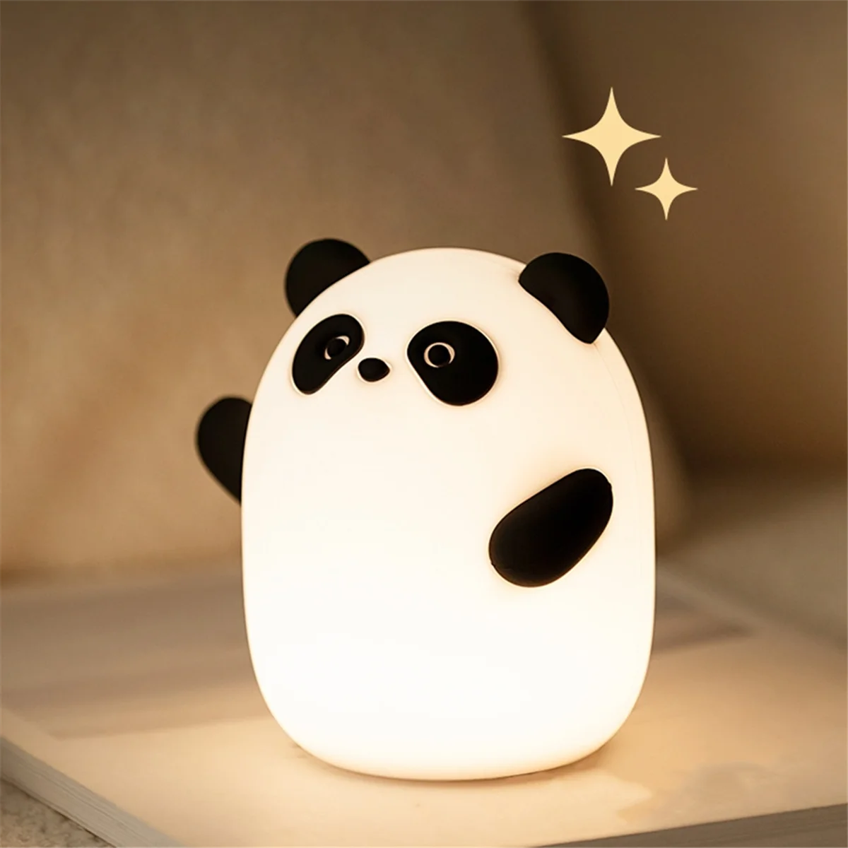 Panda Night Light, Cute Squishy Dimmable Touch Animal Lamp, 3 Level LED Food Grade Silicone Light for Bedroom Decor