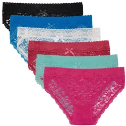 Sexy Women Lace Panties Underwear Lace Briefs Transparent Soft Lingerie Sexy Fashion Panties For Ladies 6 Pcs/set