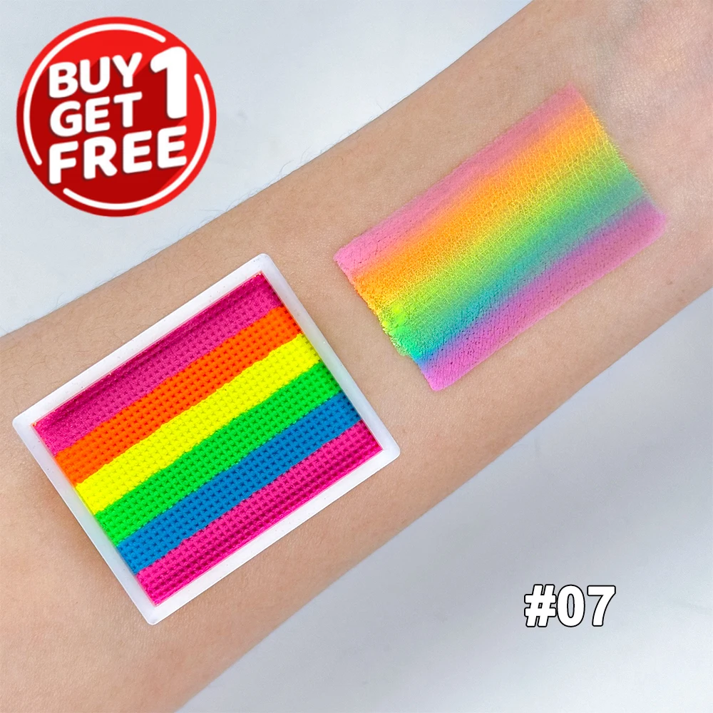 Pintura facial y corporal de arcoíris, paleta de maquillaje de pintura no tóxica de pastel dividido de 8g, colores mezclados vibrantes para festivales, maquillaje de mariposa, 2 uds.