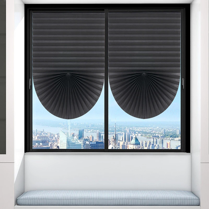 Juego de cortinas plegables autoadhesivas, persianas plisadas de media ventana, no tejidas, para baño, balcón, sala de estar y balcón, 1 Juego