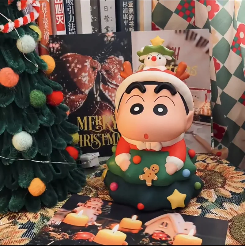 

In Stock Crayon Shin Chan Christmas Tree Animal Figure Cute Doll Desktop Trendy Ornament Christmas Gift Collectible Toys
