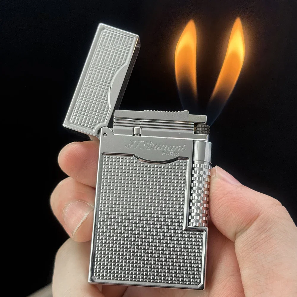

Customize Gas Lighter Refillable Smoking Cigarette Tobacco Tools Metal Engraved Cigar Gadgets Clear Sound Man Gifts