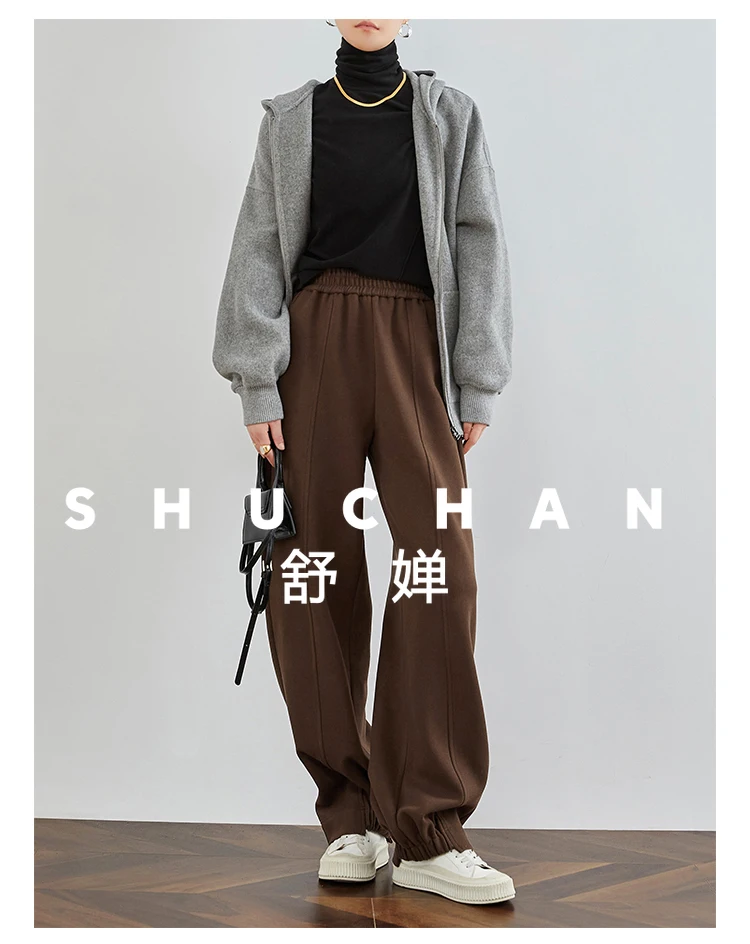 

Fleece Thickened Sweatpants Women's Autumn and Winter Beige Extended Casual Sports Leggings 2025 New