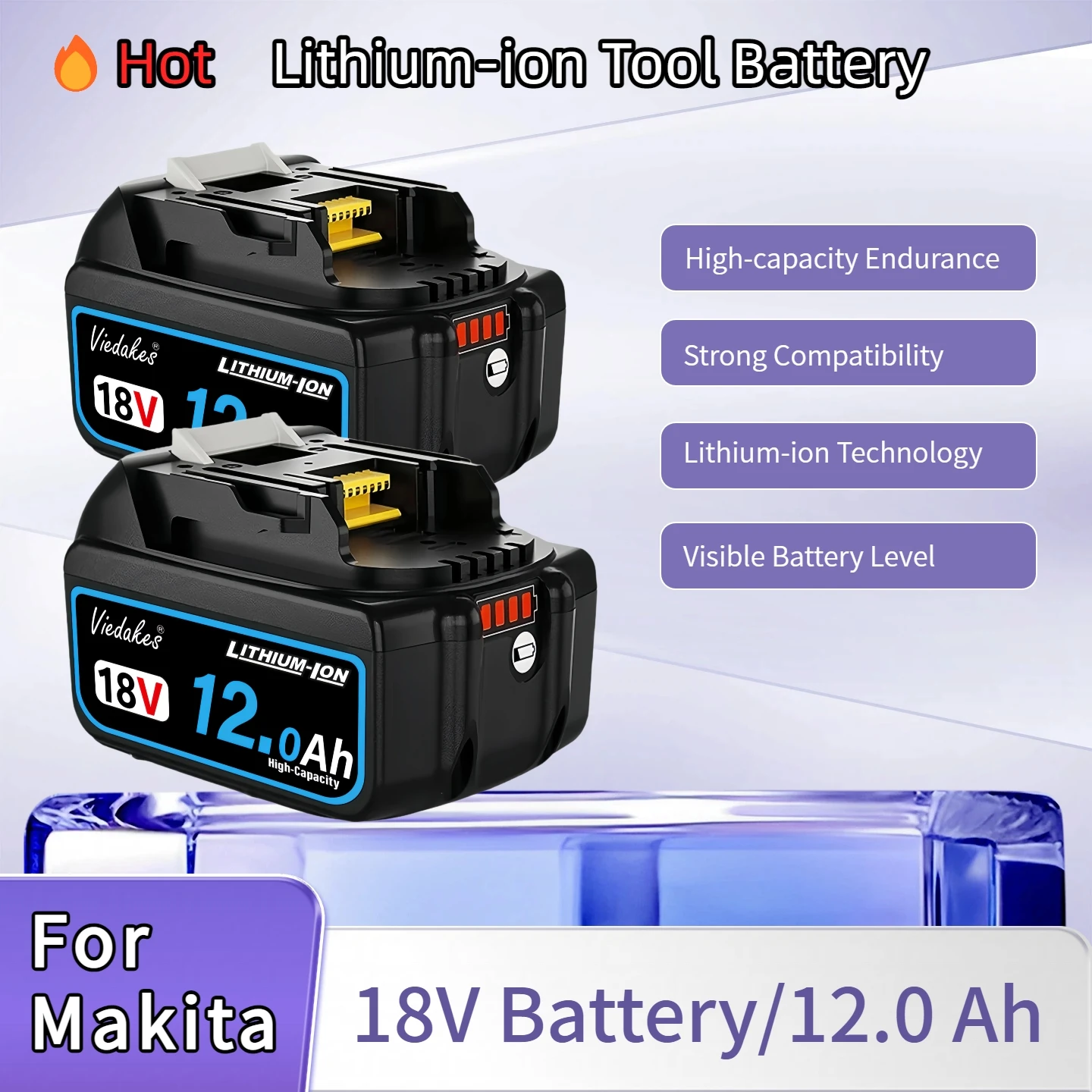 

Original for Makita 18V Battery, 12Ah lithium-ion battery, For Makita 18V Power Tool Rechargeable DTD173 DJV182 HR140Z