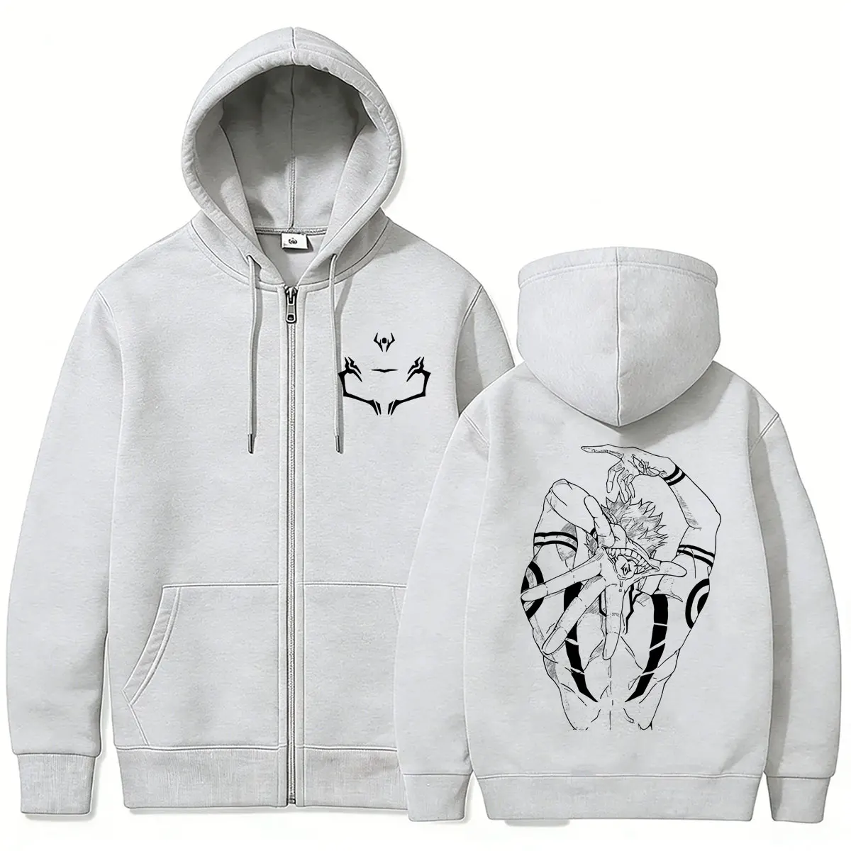Anime Jujutsu Kaisen Itadori Yuji Ryomen Sukuna Reißverschluss-Hoodie für Männer und Frauen Lässige Übergroße Zip-Up-Jacke Manga Harajuku Mantel – Detail 6