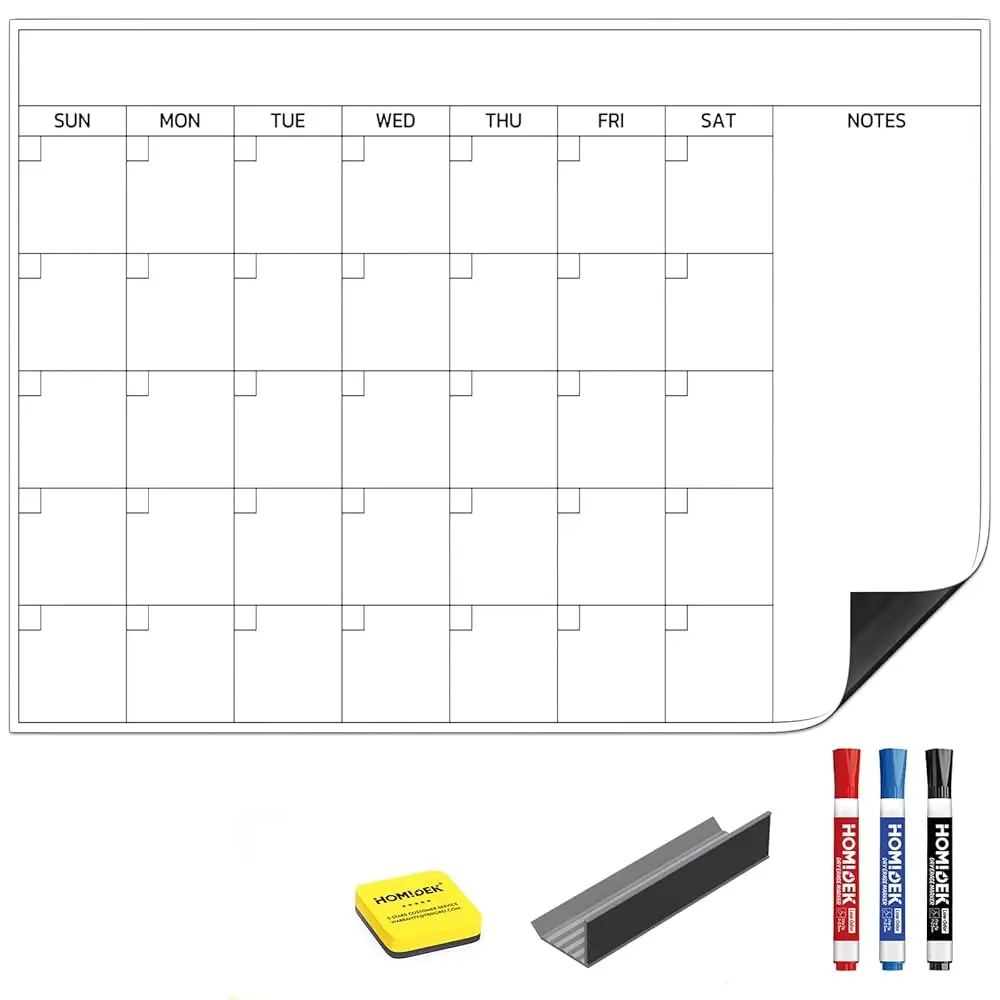 

Большой магнитный календарь для белой доски, ежемесячный планировщик для дома, школы, офиса (22x34 дюйма)