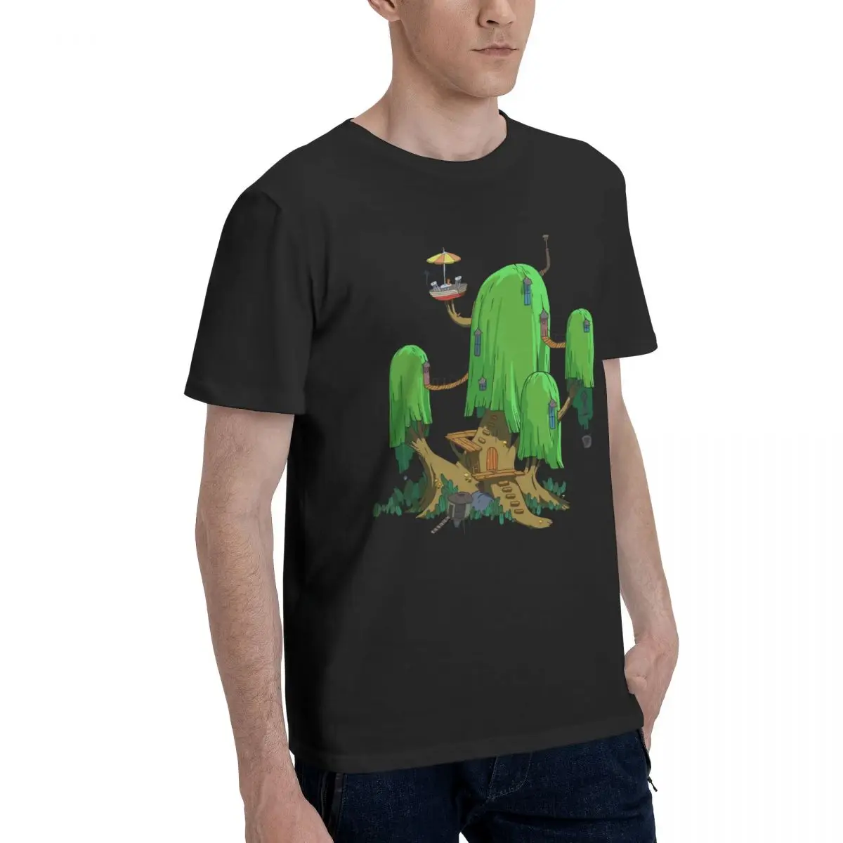 Tree From Adventure Time Essential T-Shirt Men's Basic Short Sleeve T-Shirt Black Round Neck Short Sleeve