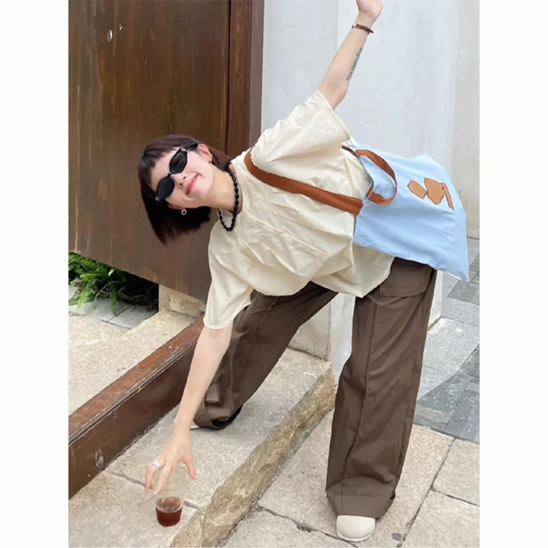 

Lace Embroidered Pintuck Tunic Short Sleeve Shirts Womens Wrinkle Resistant Sweet Feminine Artistic Student Urban Youthful