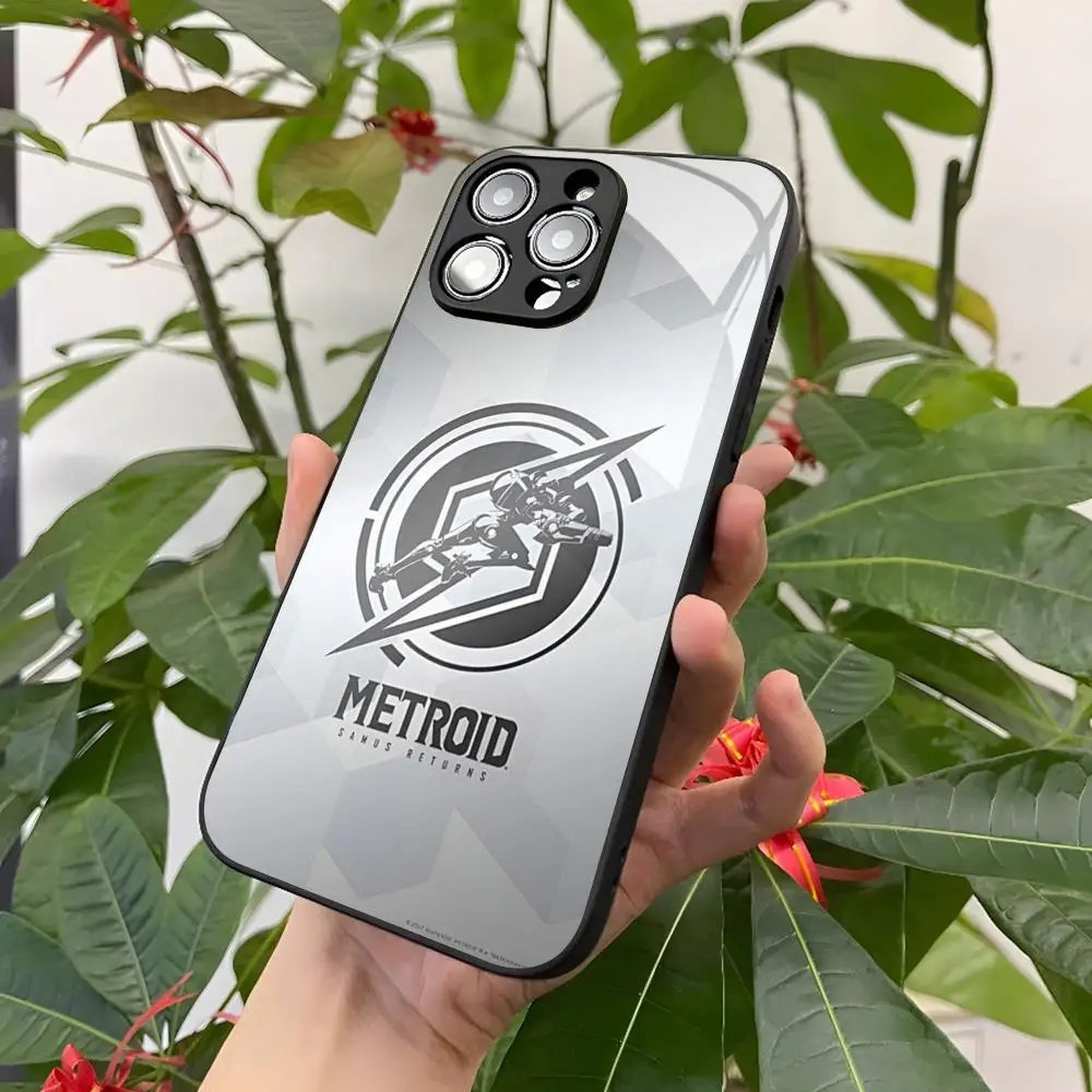 

Game M-Metroid Phone Case for Iphone 15 14 12 11 13 Pro Max Mini 8 X Xr Xs Puls Black Glass Cover