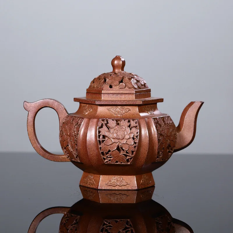 Wholesale Handmade Hexagonal Huajin High-End Longyao Wood-Fired Jadeite Tea Set 960Cc
