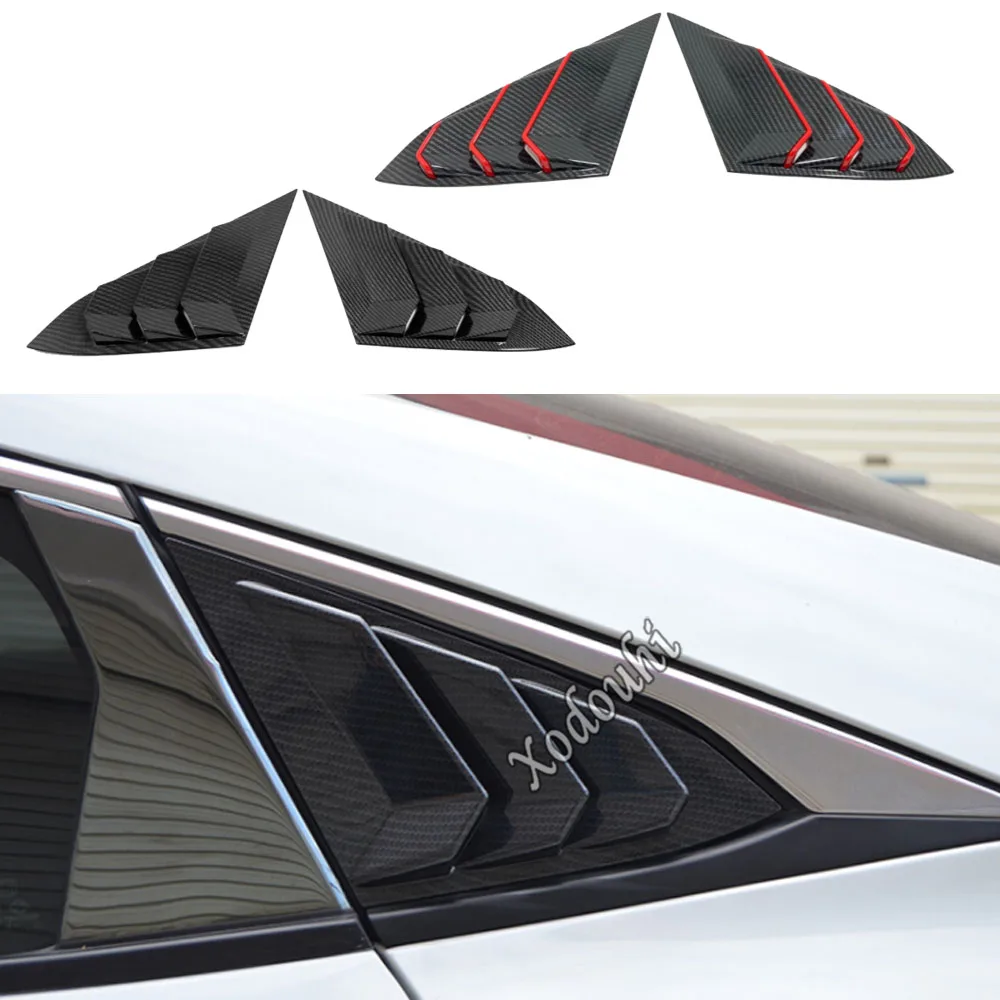 

Rear Side Window Louver Vent Cover Trim Car Accessories Carbon Fiber Decor for Honda Civic 10th 2016 2017 2018 2019 2020 2021