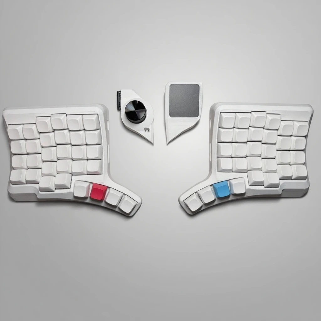 Ergohaven HPD V2 Curved Split Keyboard Kit Wired Trackball Keyboard Ergonomic Custom Support Vial Hot-swap Mechanical Keyboard