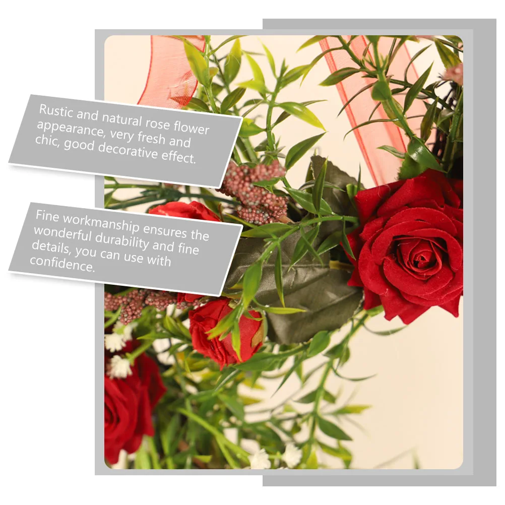 

Rose Wreath Pendant Elegant Fake Hanging Decor Valentine Party Supply Door Wall nament RusticFlower Lifelike Details