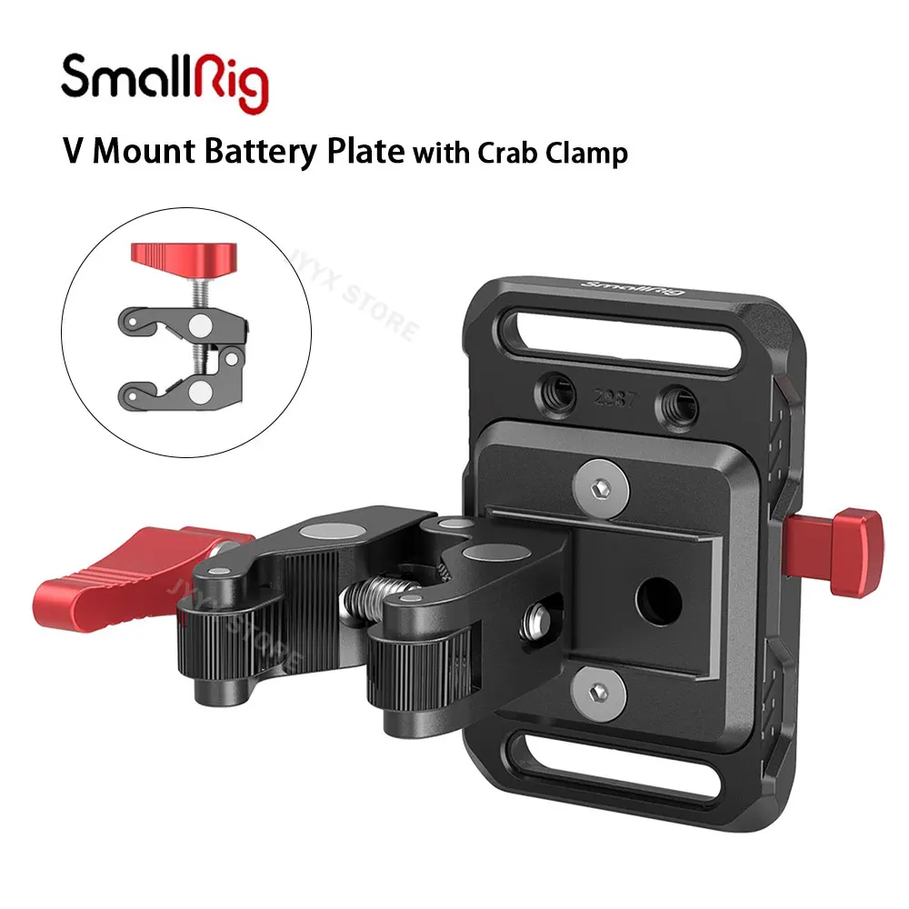 SmallRig Mini V Mount Battery Plate V-Lock Mount Battery Plate with Crab-Shaped Clamp For Universal Camera Accessories 2989