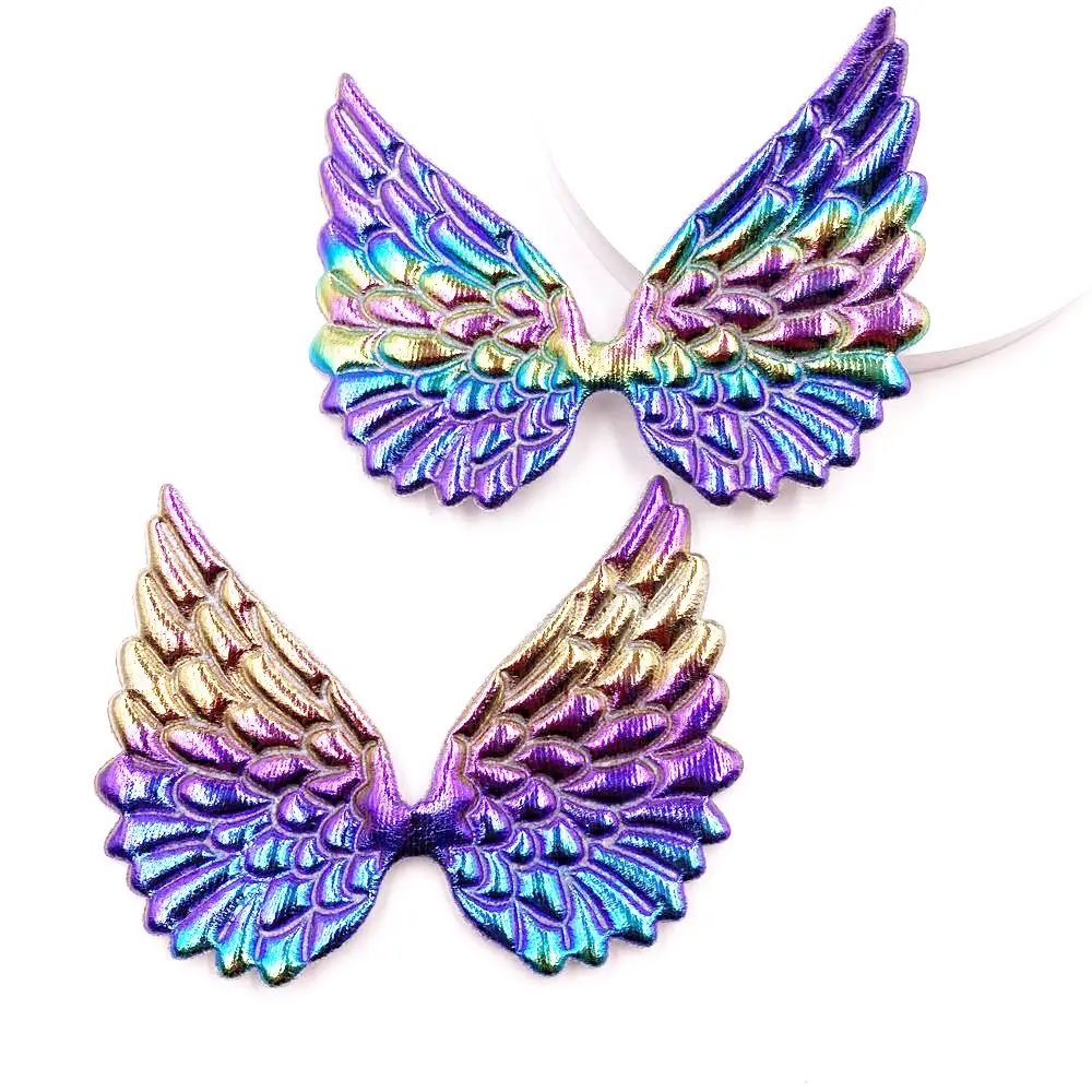 Colorful Glitter PU Big Angel Wings Patches Wedding Appliques for Clothing DIY Hair Clip Accessories Craft E40