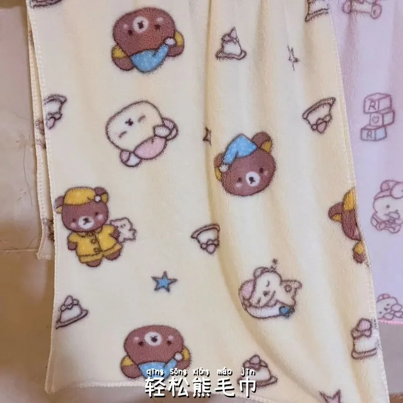 Cute Rilakkuma hand wash towel cartoon star cake print fluffy quick drying water absorbent bathroom home