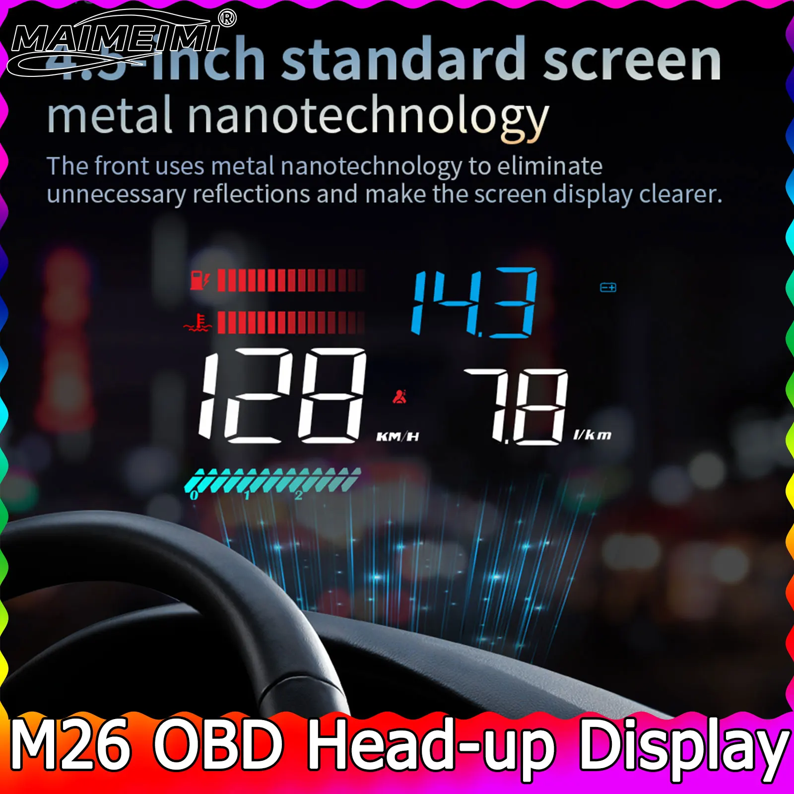 

Умный HUD-дисплей M26: Спидометр, OBD-датчик, индикатор скорости, напряжения, оборотов, температуры воды, уровня топлива. Электронные аксессуары для автомобиля.