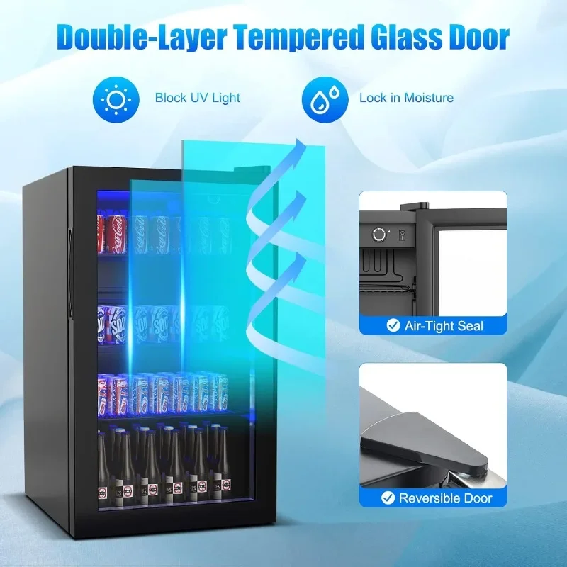 ARLIME Mini Fridge, Drink Cooler, 120 Can, Beverage Refrigerator with Glass Door, Removable Shelves for Soda Beer Wine