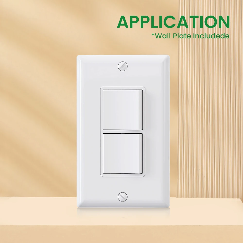 One equipped with American standard double switch, large size, PVC white panel, wall panel light switch socket cover, family ess