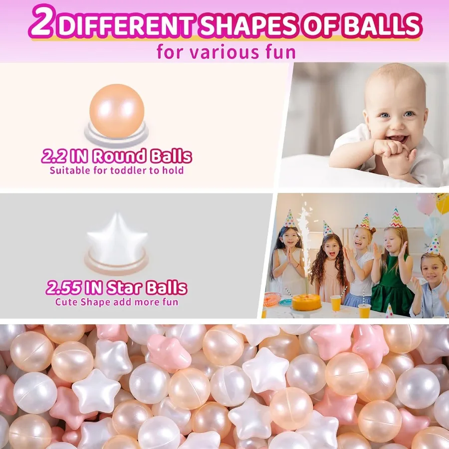 Bola pit bolas 100 peças, formas de estrela para bebês crianças cercadinho bolas de plástico para bebês piscina de bolinhas filhote de cachorro playballs
