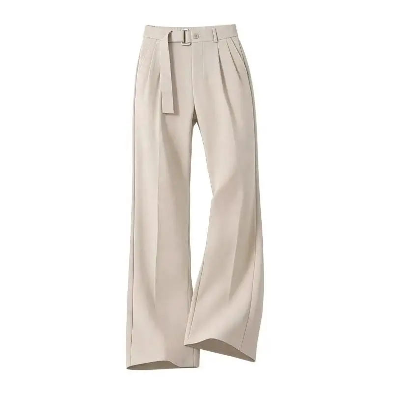 Retro Loose Straight Leg Casual Pants Men Women Black Draping Belted Wide Leg Pants Versatile Stylish Long Trousers