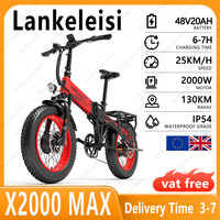 Lankeleisi X2000 Max elektrische sneeuwfiets 130 km bereik 2000W dubbele motoren 48V20Ah batterij 20 inch banden Mountain E-bike
