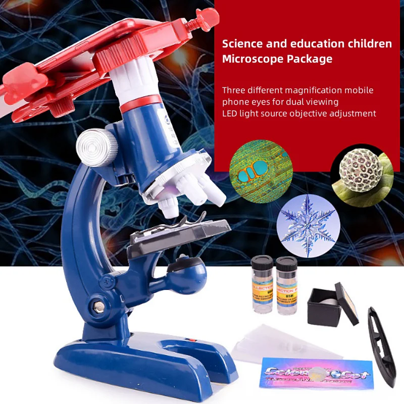 LED100X 400X 1200X Microscope Kit Laboratory Microscope Home School Science Education Toy Children's Biological Microscope