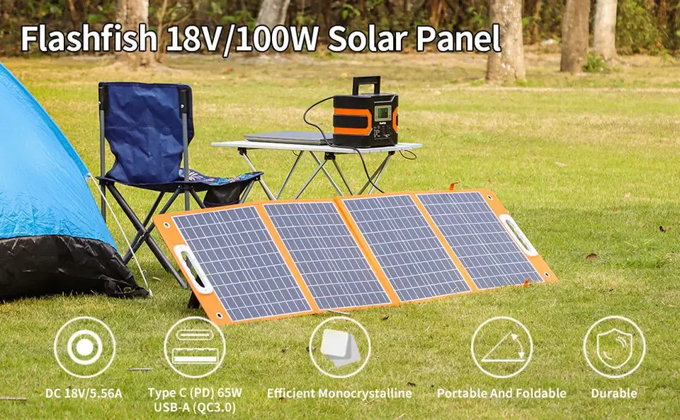 2026 Monocrystalline 100W 200W Lightweight Folding Solar Panel Kit Foldable Portable Solar Panels For Outdoor Camping