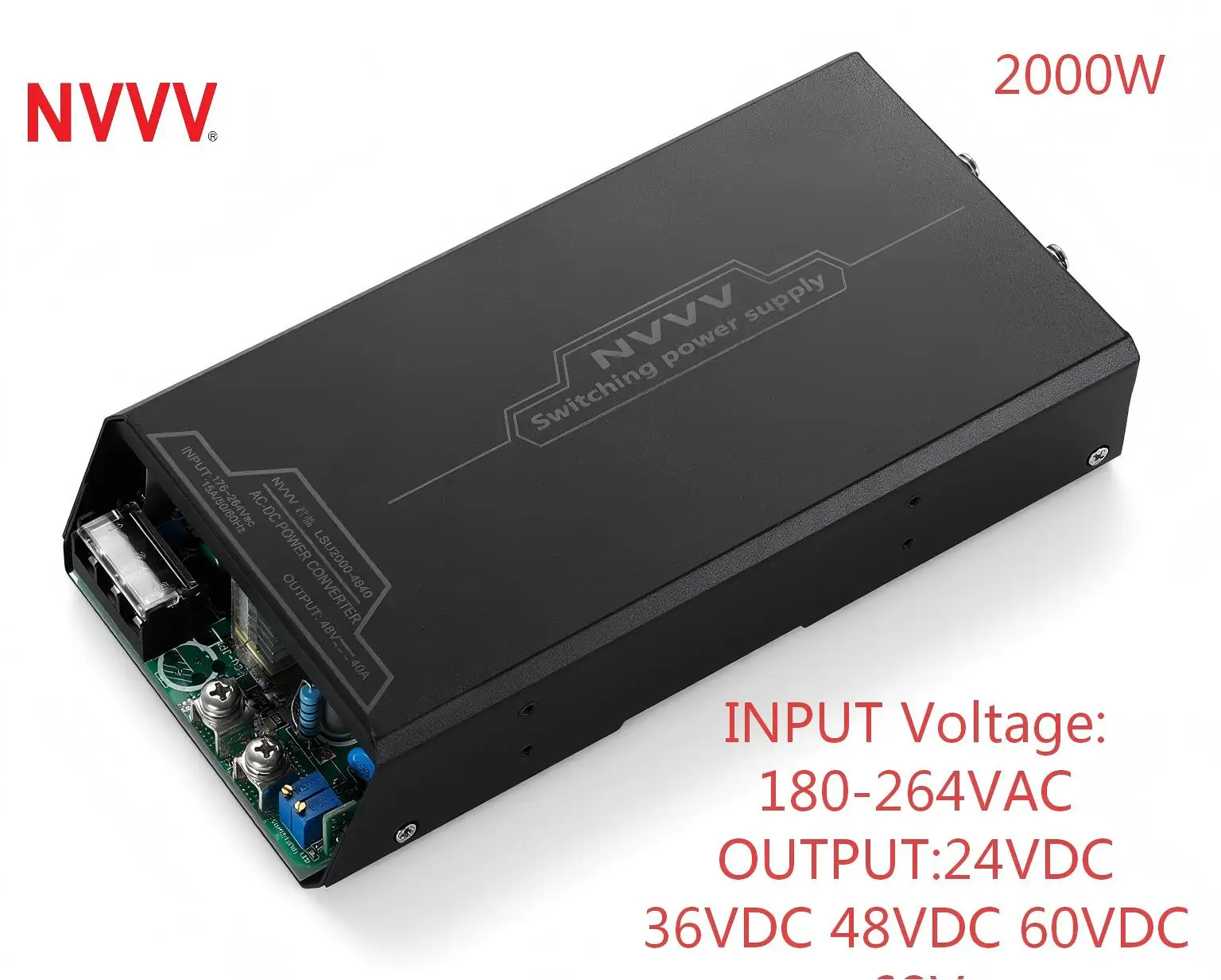 NVVV 2000W Ultra-high Power Industrial Switching Power Supply AC 180-264V DC 24V 48V 60V 68V For Industrial Automation
