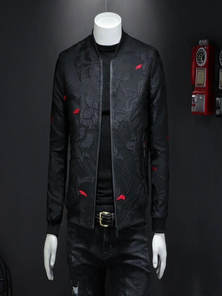 2024 New Fashion Design Men's Jacket High Quality Embroidered Coat Casual Luxury Slim Fit Baseball Neck