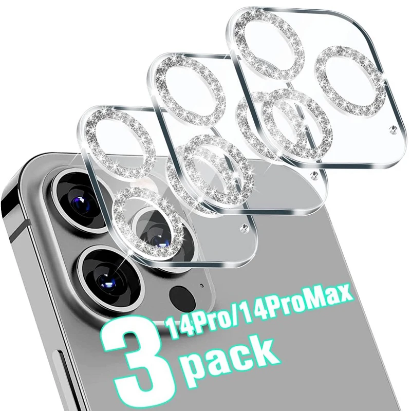 3 in 1 Glitter Clear Camera Lens Protector for IPhone 13 12 11 14 15 Pro Max 14 Plus 13Pro 12Pro 13Promax Night Shooting Mode