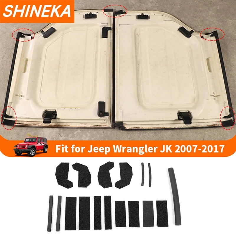 SHINEKA Car Hard Top Blocker Seal Kit Roof Leak Repair Suit dla Jeep Wrangler JK JKU 2007-2017 Akcesoria wewnętrzne ABS Black