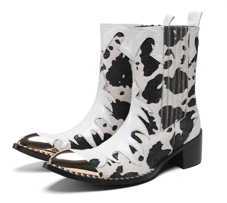 Britische Metall Spitzschuh Party Club Mann Schuhe Rot Motorrad Reißverschluss Stiefeletten Plus Größe Hochzeit Party Echtes Leder Kurzer Stiefel – Detail 12