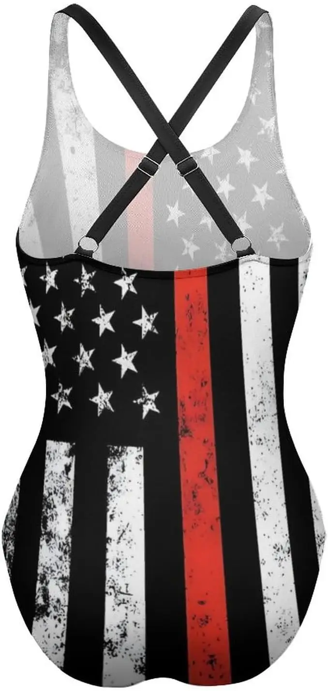 Luxy الثلاثي العلم الأمريكي قطعة واحدة المايوه المرأة مثير عارية الذراعين ارتداءها المايوه
