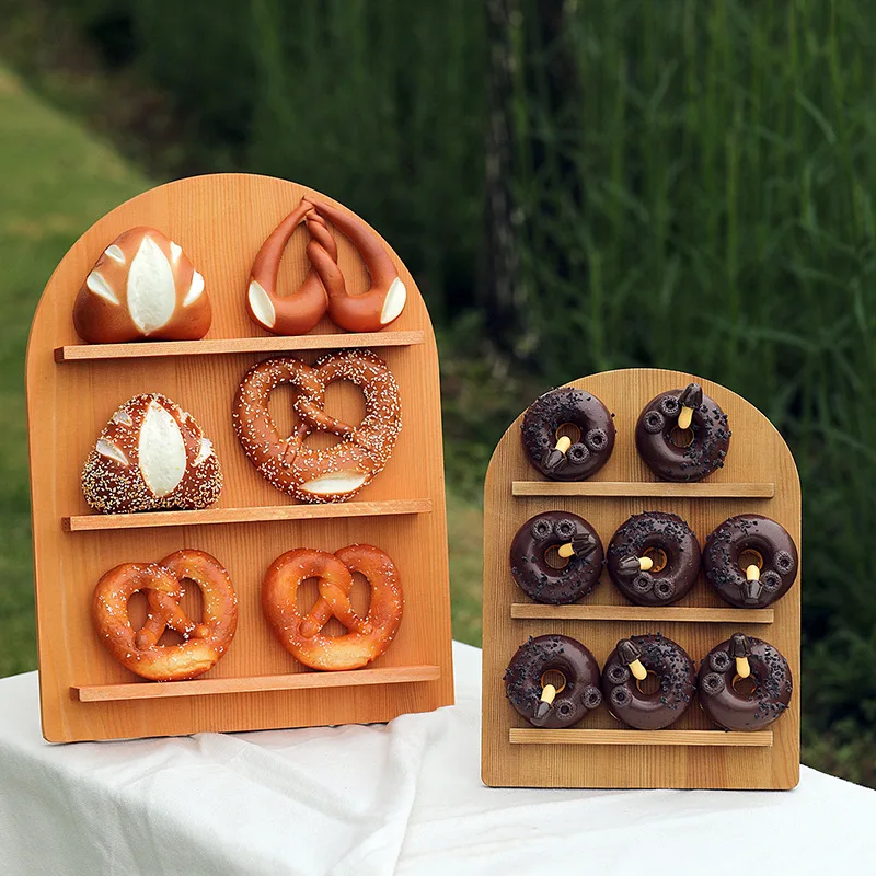 Round Arch Wooden Dessert Stand Cake Donuts Display Stand Home Crafts Ornament Wedding/Birthday/Baby Shower Party Biscuit Holder