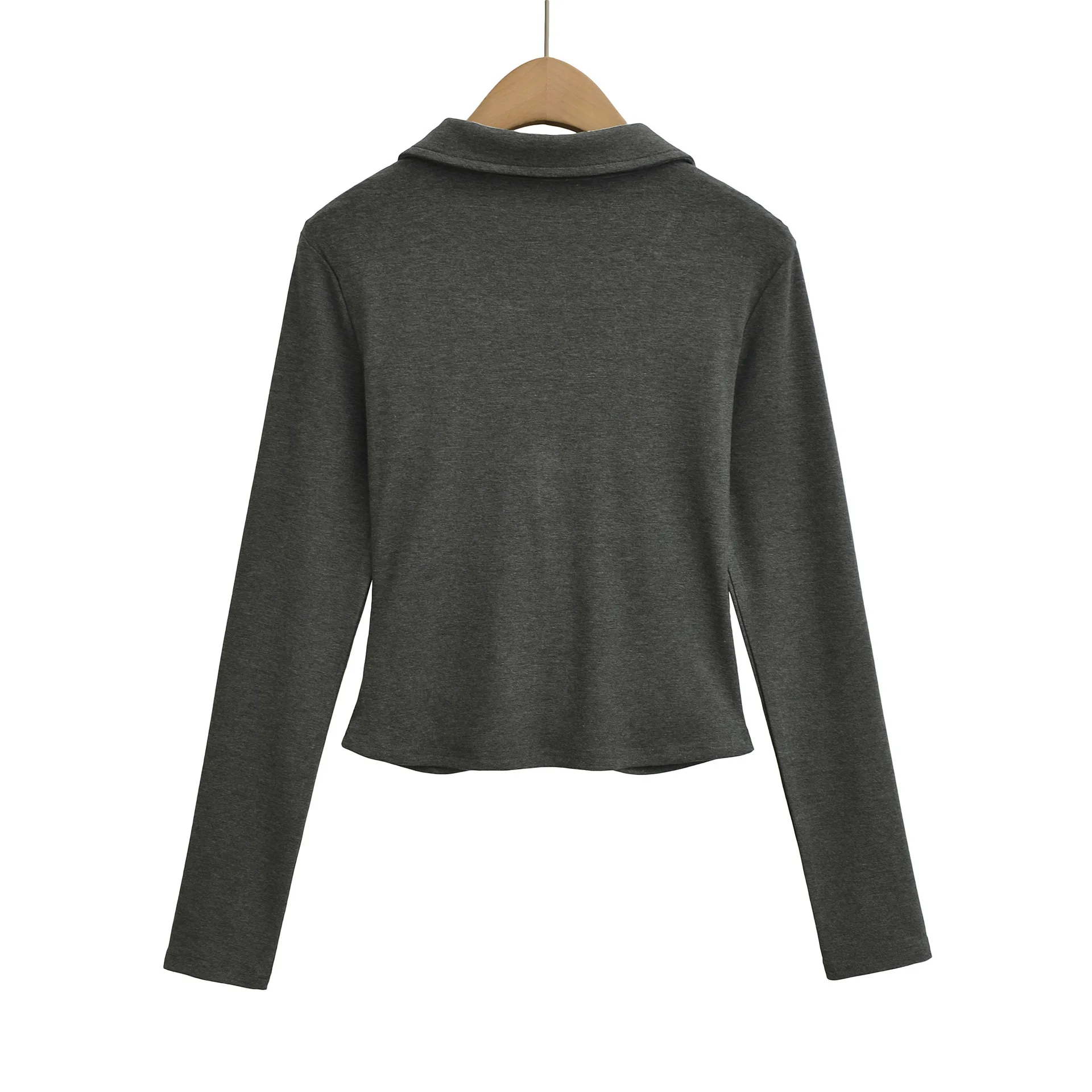 Camisa Polo fruncida ajustada con lazo a cuadros de dos piezas falsa para chica picante de estilo americano, Top para mujer, Camisa corta de cintura alta de otoño GFGX