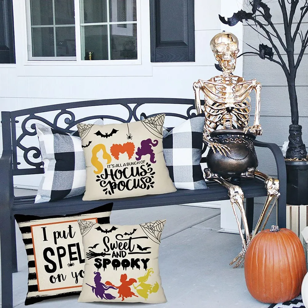 Halloween Throw Pillow Covers 18X18,Cushion Case Decorations Farmhouse Outdoor For Farmhouse Home Decor-A83Z