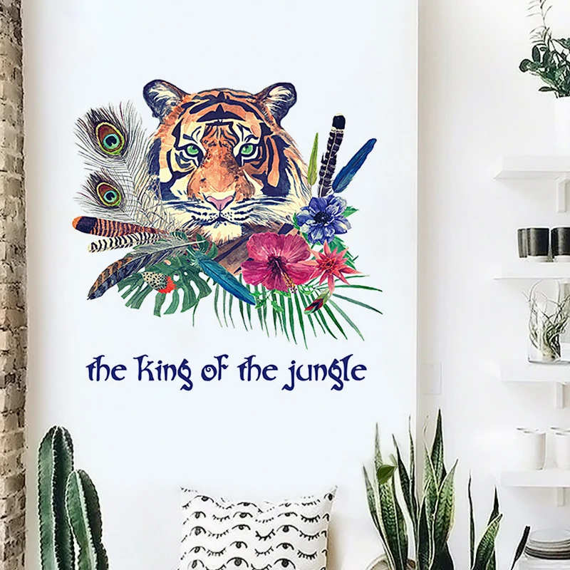 Creative Tiger Head Wall Sticker King Of The Jungle Self-adhesive Stickers Bedroom Living Room Decor Home Decor Wall Decor