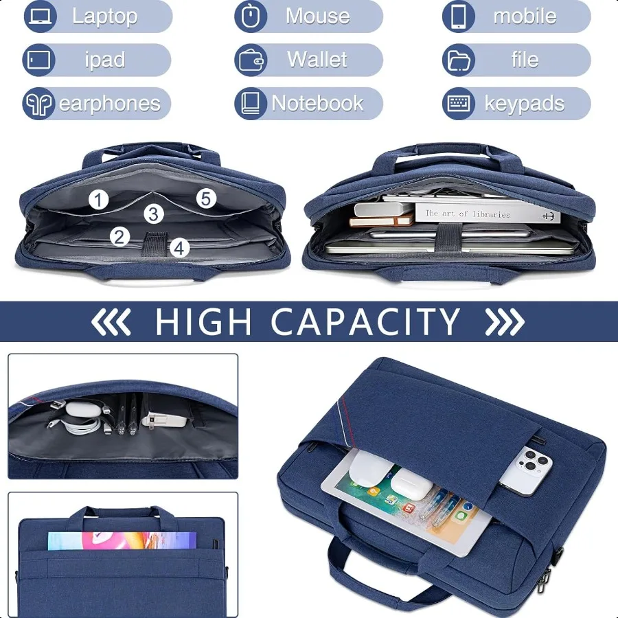 Borsa per laptop da 15 15,6 16 pollici Valigetta per computer Borsa a tracolla per uomo Custodia da trasporto compatibile con Dell HP Thinkpad Chrome