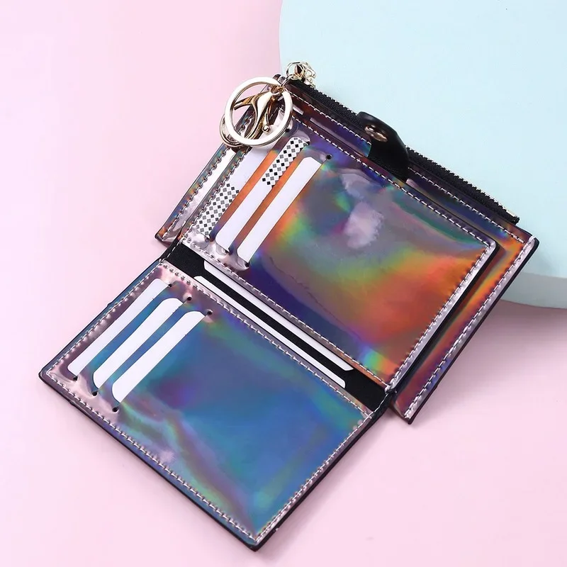 New Laser Holographic Wallet Women Small Purse Female Clutch Bag Women Wallets Purses Portfel Zip Phone Pocket Carteras