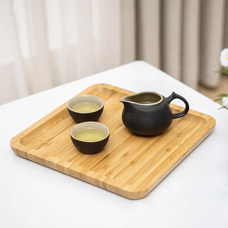 Simple Japanese Bamboo Tea Tray Kitchen Storage Serving Trays Home Hotel Platter Plate for Dessert Breakfast Coffee Food Tray