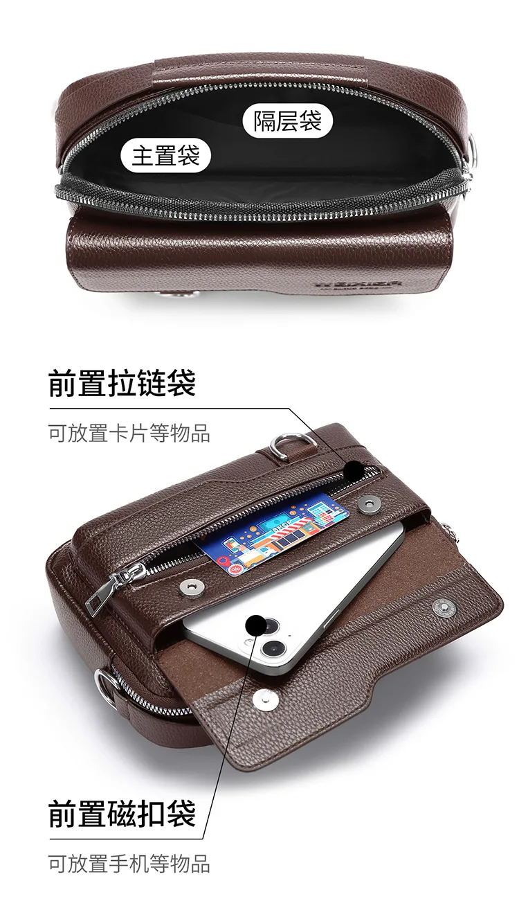 حقيبة كتف رجالية جديدة لعام 2025 مصنوعة من جلد البولي يوريثان مقاومة للماء حقائب ساعي البريد عبر الجسم مع غطاء قلاب حقيبة يد гاندان Muжska sreка Sac pour homme #5