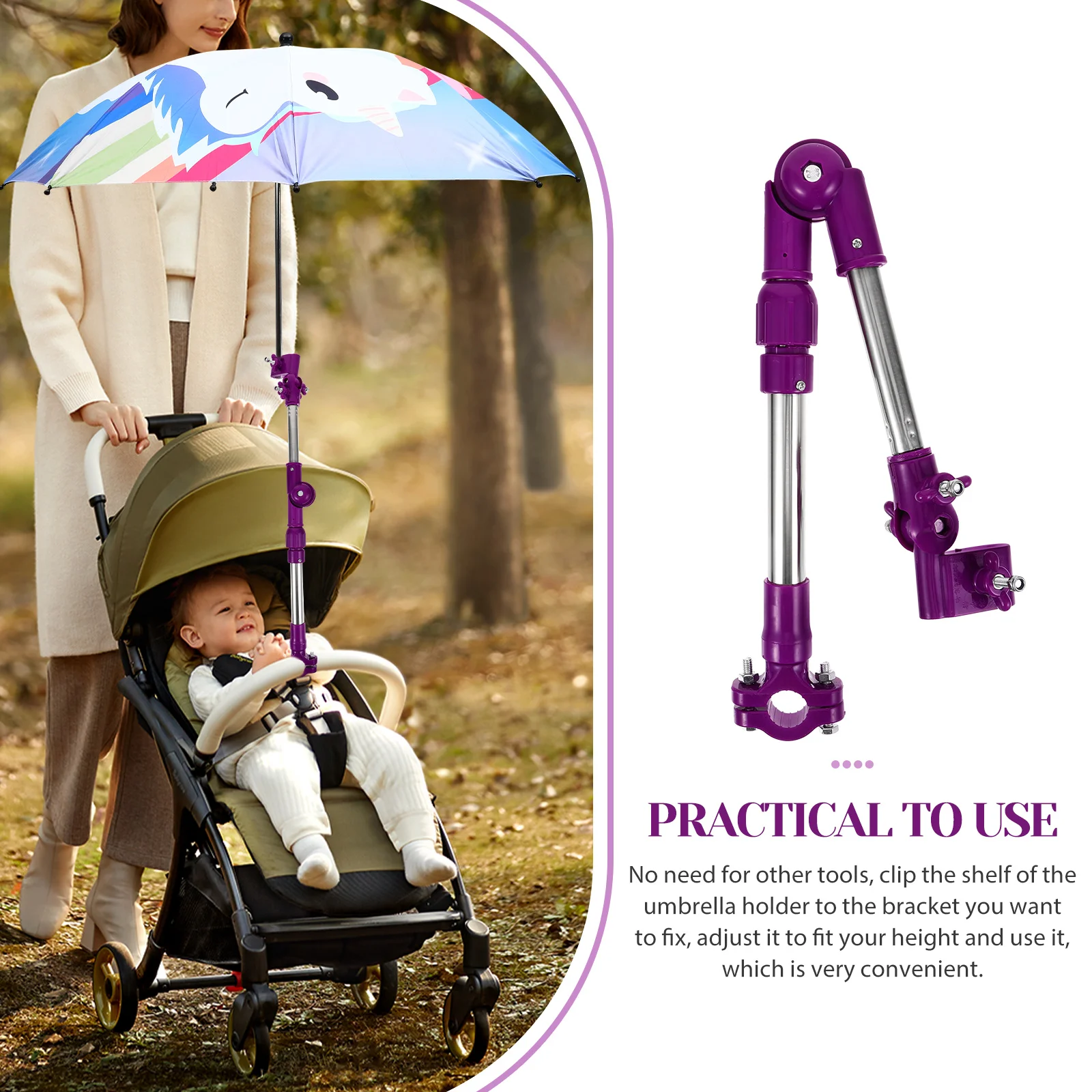 

Adjustable Bicycle Umbrella Holder Mount Stand For Bike Electric Scooter Stroller Durable Metal Clip Foldable Outdoor