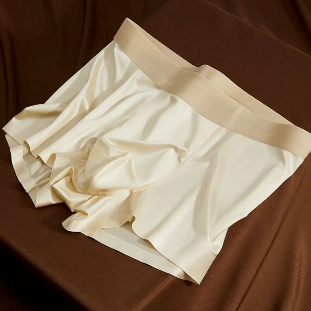 

Удобные тонкие атласные шелковые боксеры со средней посадкой, бесшовные трусы из ледяного шелка, мужское нижнее белье