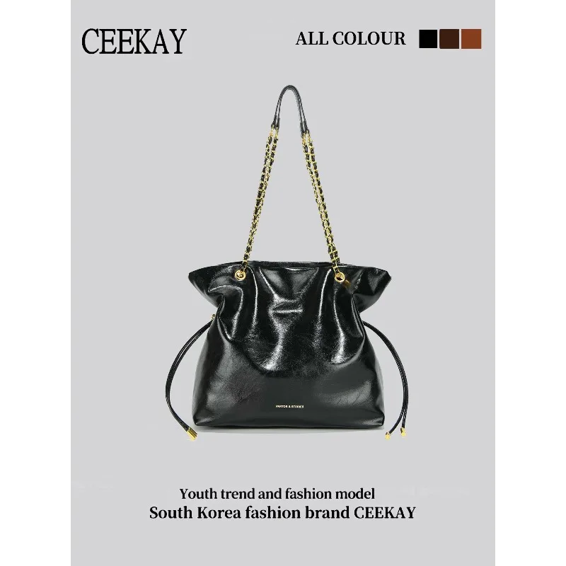 

Новая глянцевая сумка-тоут CEEKAY 2026 года, роскошная сумка через плечо с цепочкой, элегантная вместительная женская сумка