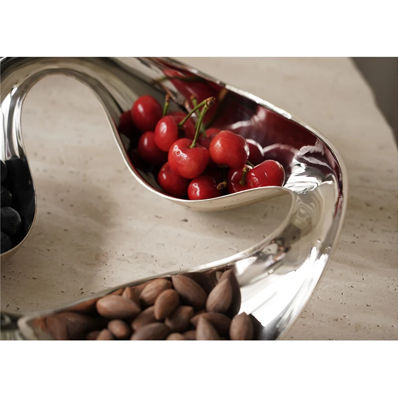 Nordic Serving Serveware Dish Stainless Steel Living Room Home Fruit Snack Bowl Plate Dinner Table Dessert Appetizers Candy Tray