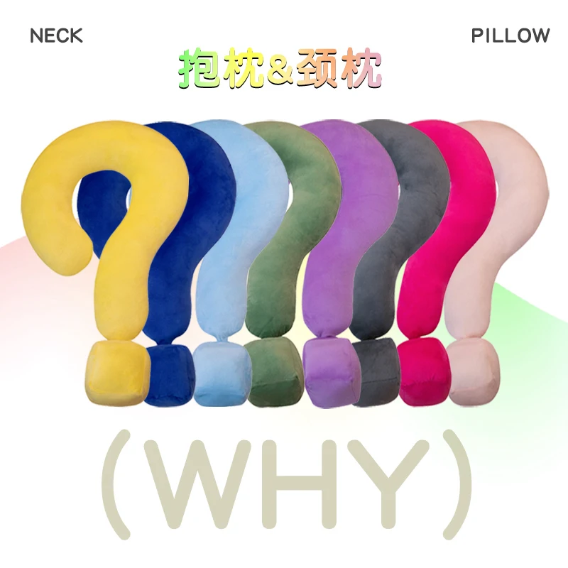 Kawaii Colorful Question Mark Plush Long Pillow Creative Anime Stuffed Soft Kids Plushie Toys Gift Sofa Chair Cushion Home Decor