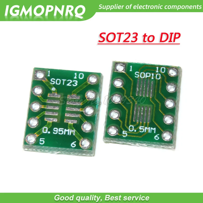 10PCS SOT23 MSOP10 UMAX to DIP10 Transfer Board DIP Pin Board Pitch Adapter SOT-23 MSOP-10 TO DIP-10