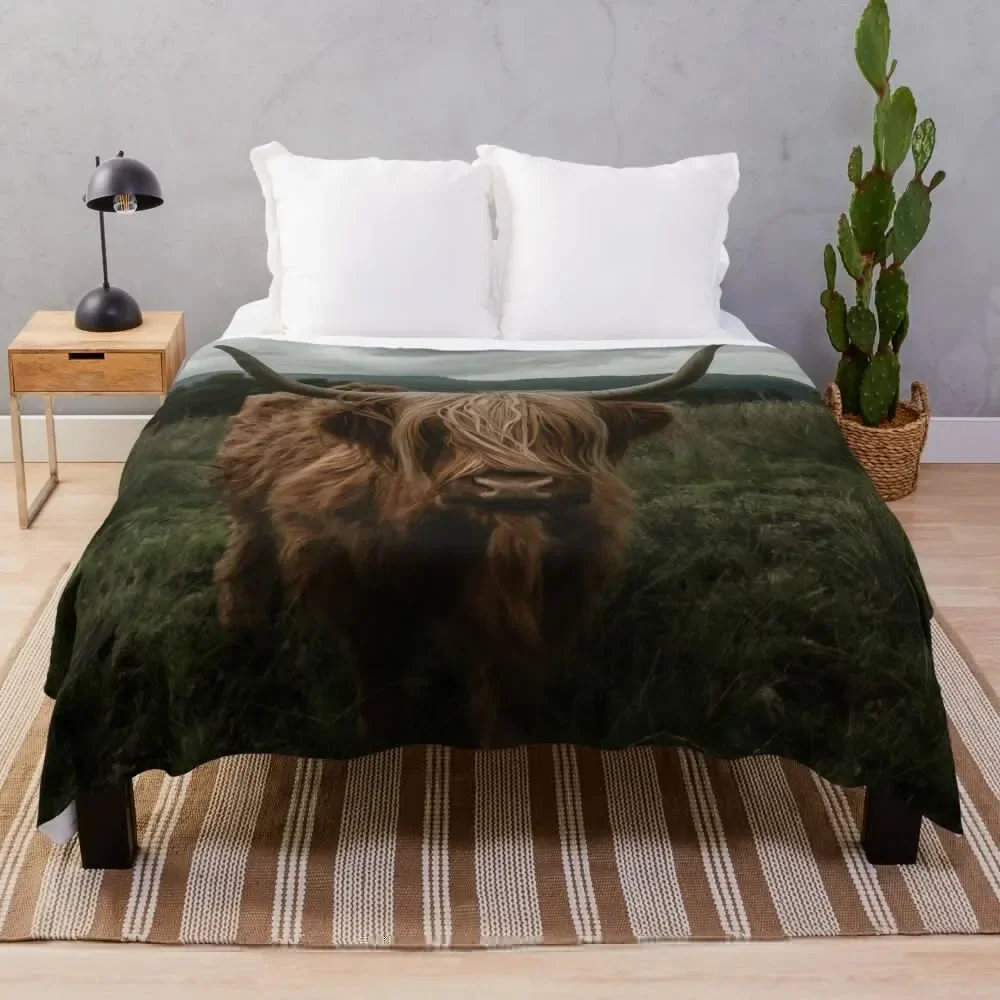 

Scottish highland cow Throw Blanket Sleeping Bag Cute Plaid Camping Decorative Beds Blankets