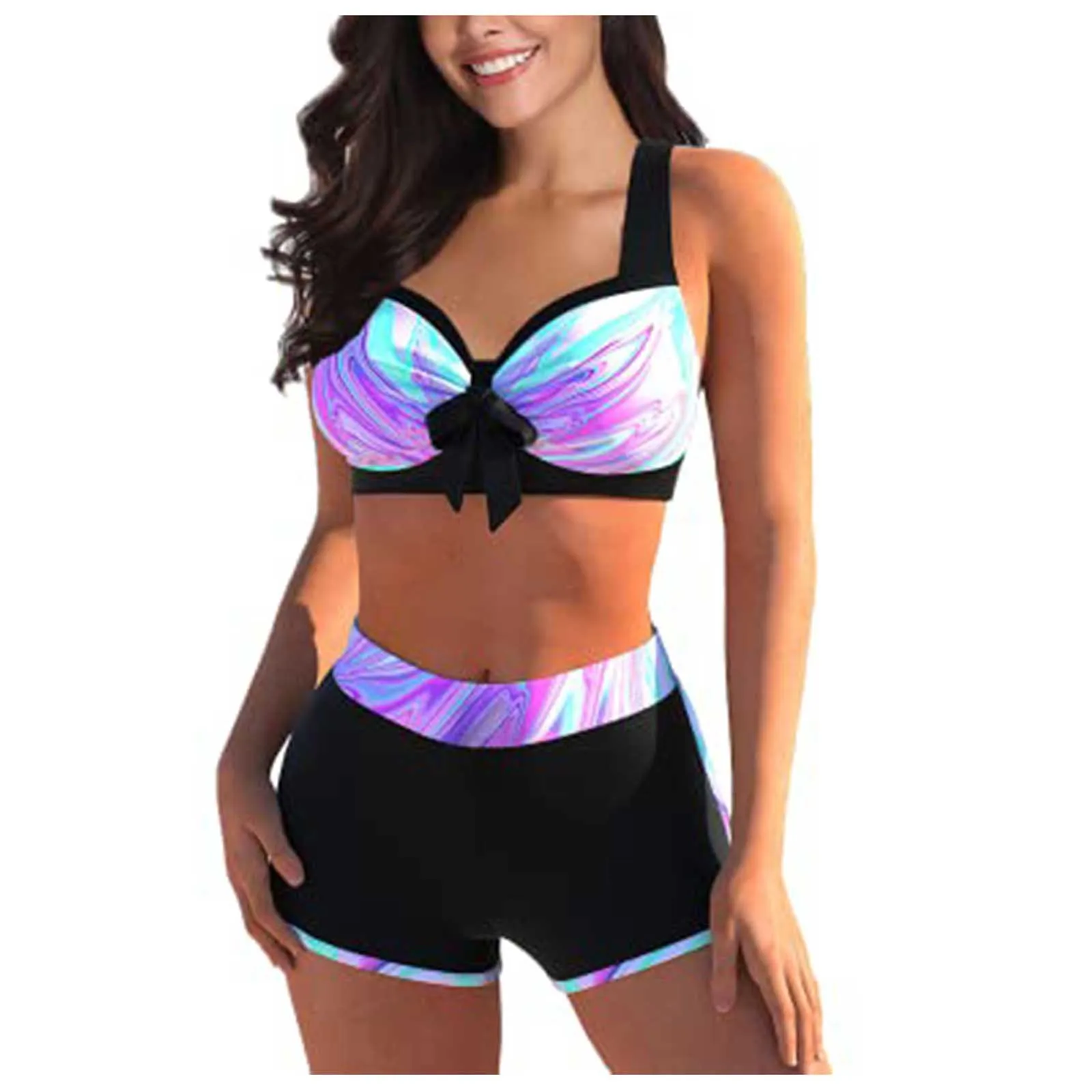 Two Piece Sexy Ladies Split High Waist Printed Bikini Female Fashion Vintage Swimwear With Bra Pads And No Steel Bra Swimsuit